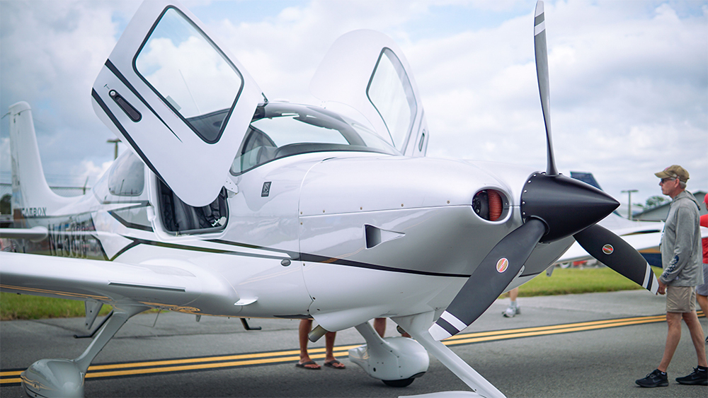 man with private plane